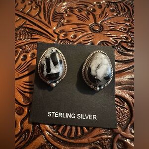 White Buffalo Sterling Sliver Post Earrings